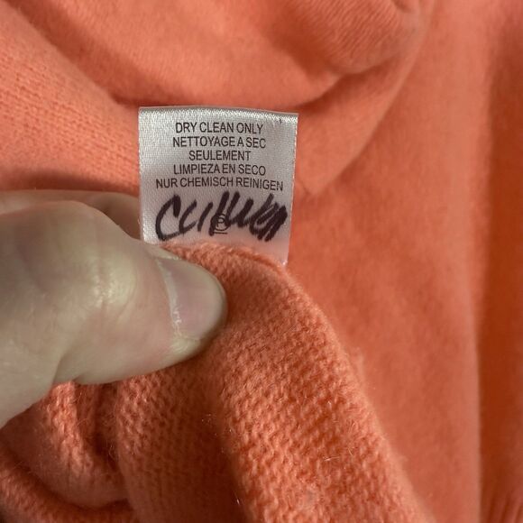 Minnie Rose Coral Orange Hooded Cropped Chewed Hem Cashmere Sweater Size S Cozy - Picture 8 of 12